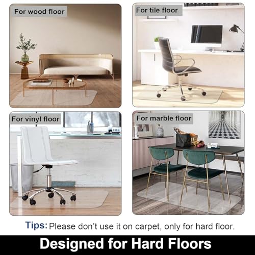 AiBOB Chair Mat for Hardwood Floor, 45 X 53 inches Desk Chair Mat for Wood and Tile Floors, Protection Mats for Office and Home, Easy Glide for Chairs