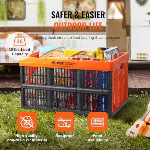 VEVOR 45L Collapsible Milk Crates 3 Packs, Stackable Storage Baskets with Handles, Folding Storage Containers for Organizing Tools, Books, Food, Drinks, Camping & Transport