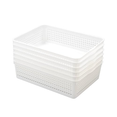 AnnkkyUS 6-pack Storage Basket Trays, Plastic Office Tray, White