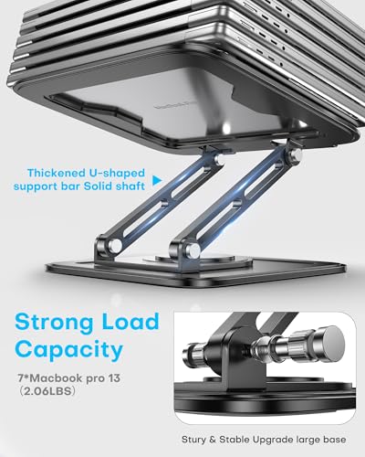 LOXP Adjustable Laptop Stand - Classic Black, 360° Rotating, Foldable & Portable