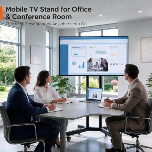Perlegear Rolling TV Stand for 32-85 Inch TVs | Height Adjustable Mobile TV Cart