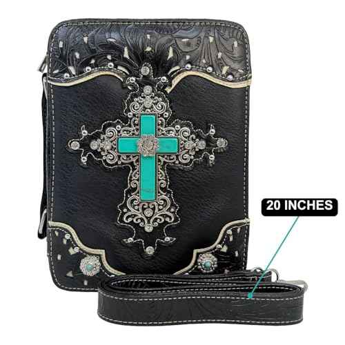 Bible Cover Case for Women - Bible Bag Holder with Strap (Black)