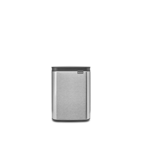 Brabantia Small Bo Trash Can 1.1 Gal - Easy Open, Soft Closing Lid, Hygienic, Space Efficient - for Bathroom, Home Office, Bedroom - Matt Steel FPP - LWH 7.9 x 6.8 x 10.7