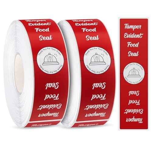 1000 Pieces Tamper Evident Stickers for Food Delivery 1.5 x 6 Inches Red Tamper Seal Proof Tape Safe Labels Sealed for Freshness Drink Food Container Pizza Boxes