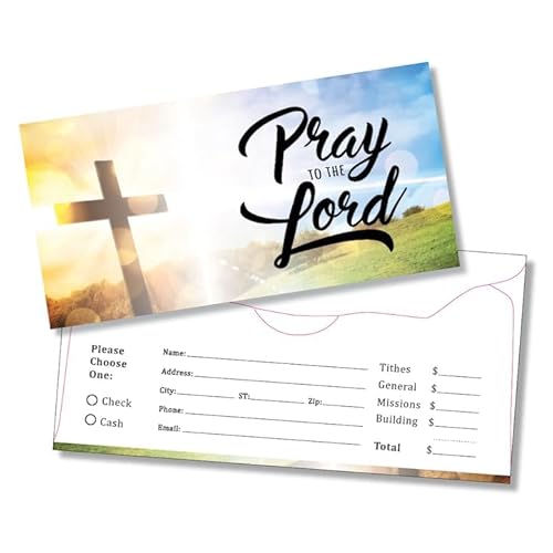 Printlink - 500 Tithes and Offering Envelopes for Church, 3 1/8" x 6 1/4", 20lb White Wove Paper, Full Color Printing on the Front and Back, Dry Gummed Tabbed Scalloped Flap, Made and Printed in USA