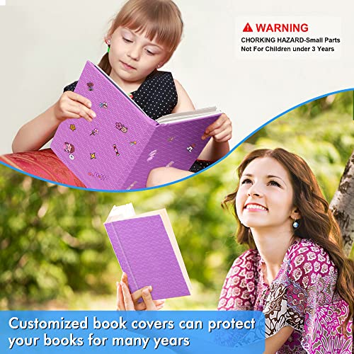Feela 8 Pack Stretchable Book Covers for Hardcover Textbooks & Notebooks up to 11x9 inches