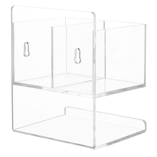 MyGift Modern Clear Premium Acrylic Dry Erase Marker Holder Rack with 3 Compartments for Markers Pens, Eraser, and Spray Bottle, Office Supplies and Accessories Organizer