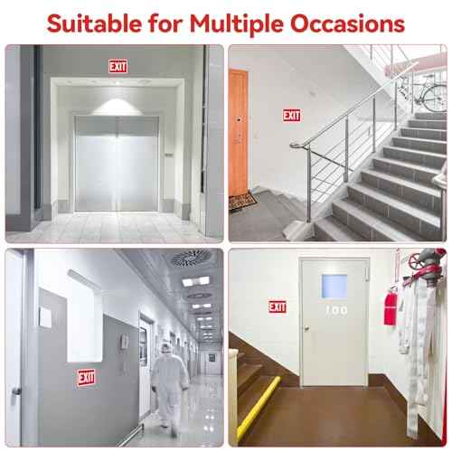 (2 Pack) Exit Signs, Aluminum Exit Sign with Red Background, Exit Sign for Door and Wall Mount - High Visibility Reflective Safety Signs, Easy to Install (Red Exit Signs, 8 x 6 inches Small)