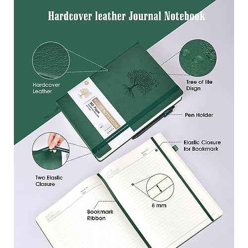 Lined Journal Notebook -365 Pages A5 Thick Journals for Writing Ruled Notebook, Hardcover Leather Journal for Women Men, Daily Journal Notebook for Work, Note Taking, 100Gsm Lined Paper( 5.75'' X
