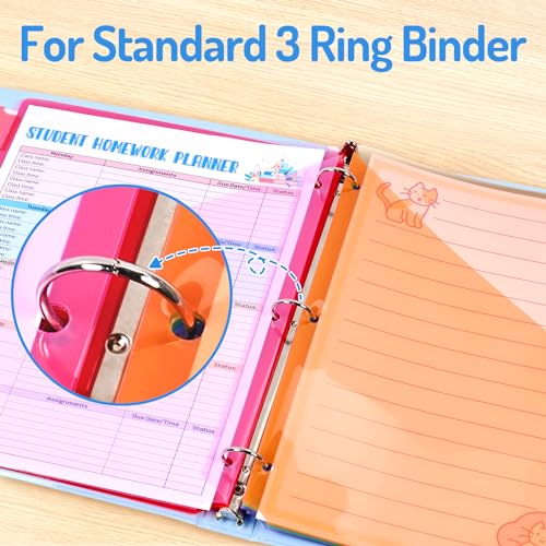 Forvencer Red Binder Dividers with Pockets & Tabs, 8 Count, 3-Ring Compatible