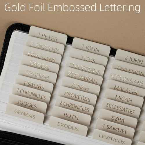 UPAFEXXI-Laminated Bible Tabs with Book Summaries(Gold Foil Embossed Lettering), Bible Tabs for Women and Men, Reposition Large Print Stickers, Easy to Read, 80Chapters Labels for Easy Navigation