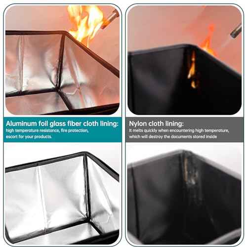 Large File Box with lock, Fireproof File Box for Documents, 5200¡ÆF Fire Resistant File Storage Box, Filling Cabinet with Handle for Hanging Letter/Legal Folder, Collapsible Filing Box for Home Office