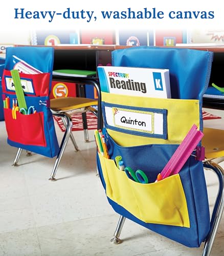 Carson Dellosa Classroom Chair Pockets Blue & Red 1-Pack Student Organizer