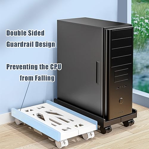 BYMECOST Adjustable PC Stand with Wheels for Carpet – Black, 7.87–11.81 in Width