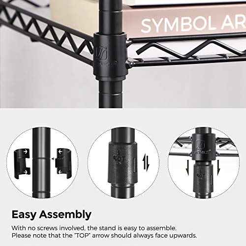 SONGMICS 3 Tier Wide Printer Stand with Wheels, Rolling Printer Table Cart with Metal Storage Shelf, for Home and Office, 16.1 x 12.2 x 15 Inches, Black ULGR301B01