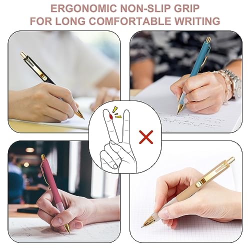 Linbsunne Gold 12 Pack Ballpoint Pens with Soft Grip 1mm Refillable Office Pen