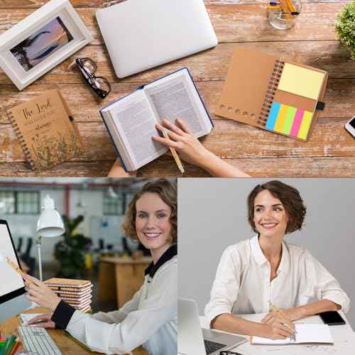 20 Sets Christian Spiral Notebooks Bulk Inspirational Religious Bible Verse Prayer Notepad with Sticky Note Pen Christmas Gifts for Church Study Group Member Vbs Sunday School (Kraft)