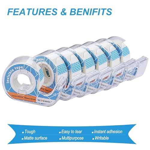 Tape Refills with Dispenser, 24 Roll Invisible Tapes, 3/4 Inch X 600 in, Gift Wrapping Tapes Back to School Supplier for Home School Office Use