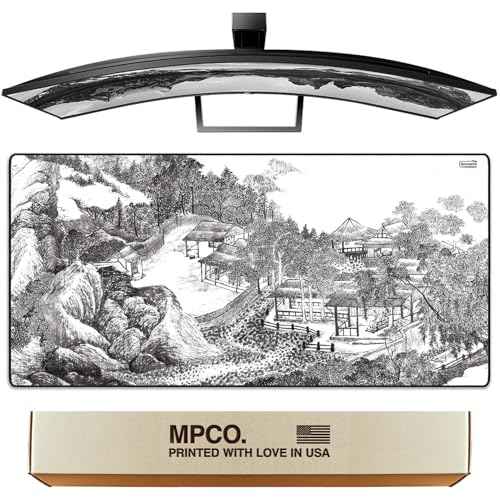 MPCO. Ukiyo-E Large Gaming Desk Pad - 36" x 17" Duraglyde Fabric Whiling Away Desk Mats - Washable, Smooth Glide for Precision Gaming & Work