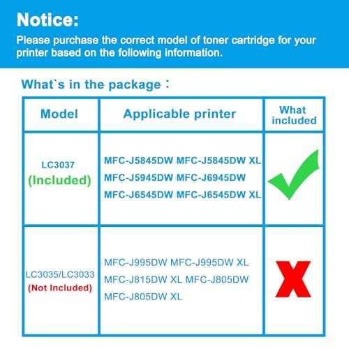 LCL Compatible Ink Cartridge Pigment Replacement for Brother LC30373PKS LC3037 XXL LC3037XXL LC3037C LC3037M LC3037Y MFC-J5845DW MFC-J5845DW XL MFC-J5945DW MFC-J6945DW MFC-J6545DW(2C 2M 2Y 6-Pack)