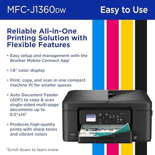 Brother Work Smart 1360 Wireless Color Inkjet All-in-One Printer with Automatic Duplex Printing and 1.8¡± Color Display | Includes Refresh Subscription Trial(1) (MFC-J1360DW) (Uses LC501 Series Inks)
