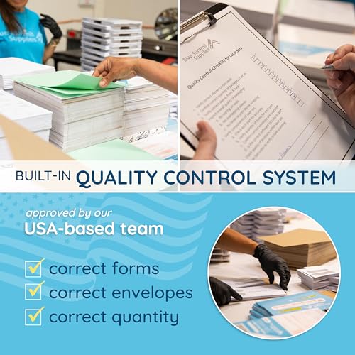Blank 2025 W2 4-Up Box Format, 500-pack, 500 Employee Forms, Designed for QuickBooks and Accounting Software, Ideal for E-Filing, Works with Laser or Inkjet Printers, 500 Four Part Forms