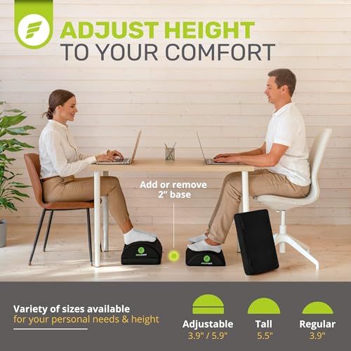 ErgoFoam Adjustable Foot Rest for Under Desk – Black Velvet, Tall