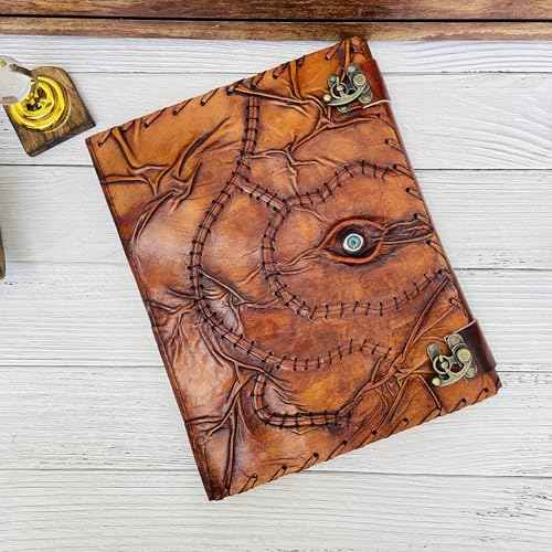 Hocus Pocus Book Of Spells, Grimoire Spell Books With Real Spells, Prop Halloween Decorations Decor, Book Of Shadows , Witchy Gifts For Women Leather Bound Journal, Grimoire Witch (13x10, hocus pocus design 2)