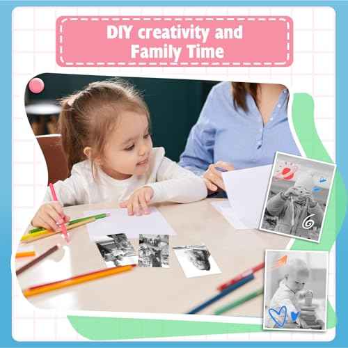 12 Rolls Mini Thermal Printer Sticker Paper, Kids Instant Camera Refill Print Paper, Atnadov HD Thermal Paper for Most Kids Instant Camera (White-12 Rolls Sticker Paper)