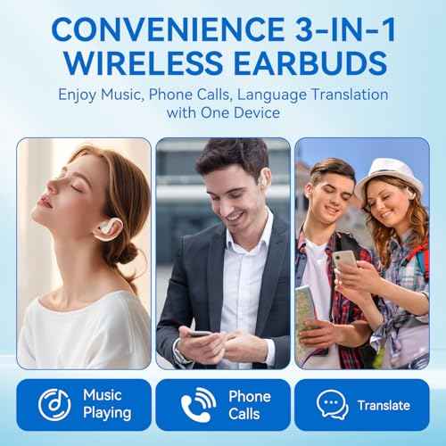 AI Language Translation Earbuds Real Time, OWS 3-in-1 Translator Earbuds Device 150 Languages & Accents, Audifonos Traductores Ingl?s Espa?ol,Bluetooth 5.4,Open Ear Headphone fit iOS & Android-Camel