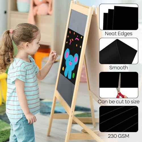 100 Pcs Black Poster Board Paper 12x18, ROOKEA Vision Boards Posterboard Bulk for School Projects Classroom Arts Craft Presentations Drawing Scrapbooking Blank Graphic Display