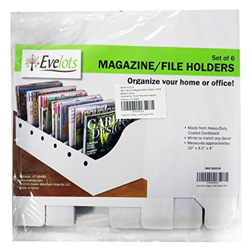 Evelots Magazine File Holder Set of 6, White — 4