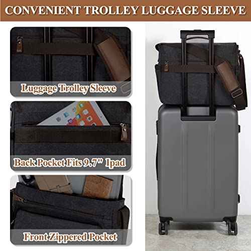 VASCHY Messenger Bag for Men,Canvas Briefcases 15.6in Laptop Bag Crossbody Satchel Computer Bags for Work Office Women