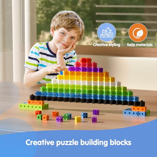TommyHome 301PCS Math Linking Cubes Set with Storage Box – Preschool Educational Building Blocks for Kids, Counting, Pattern & Math Skills
