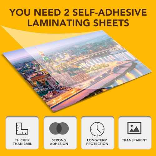 25 Pack Self Adhesive Laminating Sheets, 9 X 12 Inch, Clear Sticker Laminate Sheets Waterproof for Documents, Photos, No Machine Needed Heatless Durable