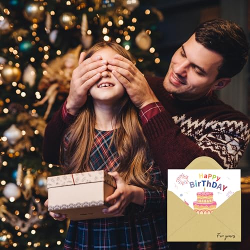 50 Pack Brown Gift Card Envelopes 4x2.75 Inches with Blank Cards - Rinrda