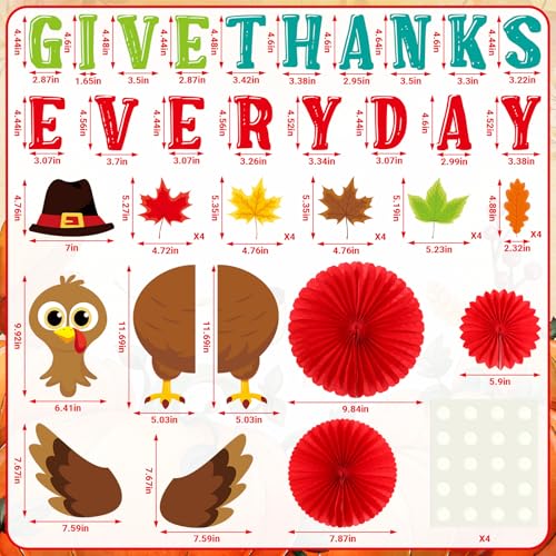 Pajean 65 Pcs Thanksgiving Classroom Decorations Thanksgiving Turkey Bulletin Board Set 3D Fall Turkey Classroom Decoration with Paper Fans for Thanksgiving Autumn Harvest School Chalkboard Wall Decor