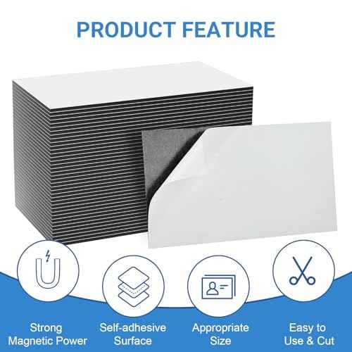 MaxGear 50 Pack Business Card Magnets Peel and Stick, 2x3.5¡± Personalized Magnetic Sheets, Custom Adhesive Magnet for DIY Craft, Flexible Self Sticky Magnetic Name Cards for Office School,Fridge,Photo