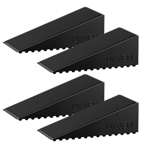 UXVEM 4-Pack Premium Rubber Door Stops - Solid Anti-Slip Wedges, No-Install, Fits 1.18" Gaps (Black)