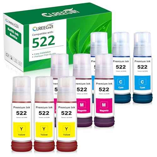 522 Refill Ink Bottle Replacement for Eps 522 with ET-2720 ET-2800 ET-2803 ET-2840 ET-4700 ET-4800 ET-4810 Printers(3C 3M 3Y)