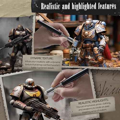 Golden Maple Dry Brush Set for Miniature Painting - 6PC Professional Detail Hobby Brushes for Models | Acrylic, Oil£¨Black£©