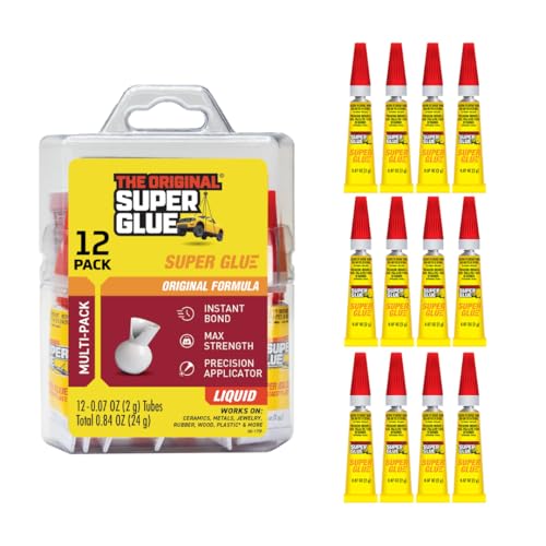 Liquid Super Glue 2g Tubes - 12-Pack, Clear Instant Bonding Precision Tip