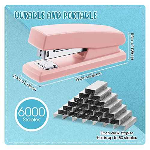 10 Pcs Commercial Desktop Staplers Metal Desktop Stapler with 6000 Staples 25 Sheet Capacity Stapler and Staples Cute Office Stapler Macaron Color Desk Stapler for Home School Office Supplies