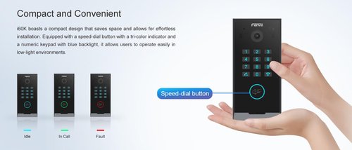 Fanvil i60K SIP Video Door Phone with Keypad – 2MP HDR Camera, IP65 Weatherproof, Bluetooth, RFID, PoE, ONVIF – Secure Access Control for Apartments, Offices & Smart Homes