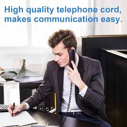 2 Pack Phone Cord for Landline, 12Ft Uncoiled Telephone Cords for Landline Phones, Handset Cord Universally Compatible, Black
