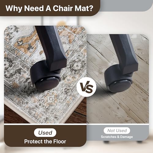 36x48 Taupe Office Chair Mat for Hardwood Floors - Non-Slip & Washable