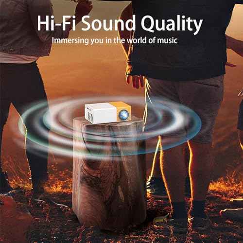 Mini Projector 1080P HD Portable Smart Projector, Video Projector for Bedroom with HiFi Stereo, HDMI/USB/Audio Compatible with Phone, Laptop, TV Stick, PS5
