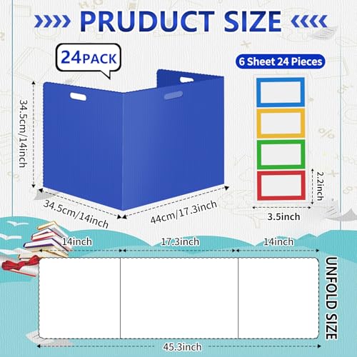ZSMKJIAYE 24 Pcs Blue Desk Dividers for Students 14 x 17.5 in Privacy Folders Shields