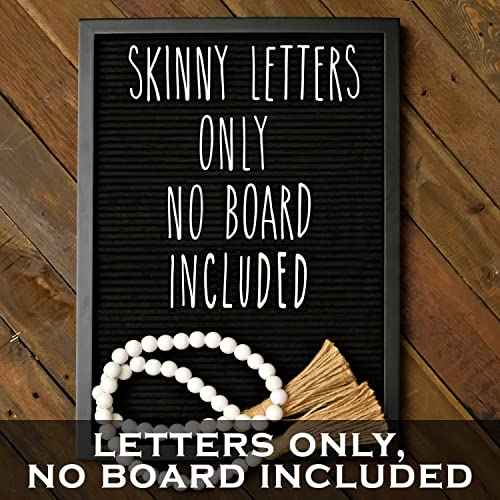 Skinny Felt Board Letters Only Set NO BOARD INCLUDED, Rae Inspired Font Farmhouse Decor Accessory, 2 Inch White Plastic Letters Numbers Symbols For Changeable Felt Letter Board Message Bulletin