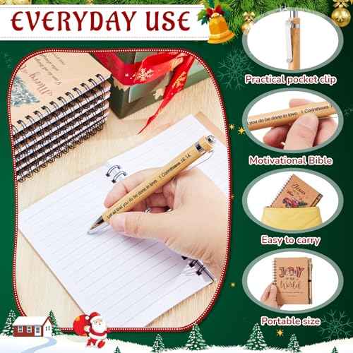 Eaasty 30 Sets Christian Spiral Notebooks Bulk with Pens Christian Gifts for Women Men,Prayer Journal, Small Notepad, Gifts for Christmas Church Members, Bible Study Groups & Church Families (Classic)